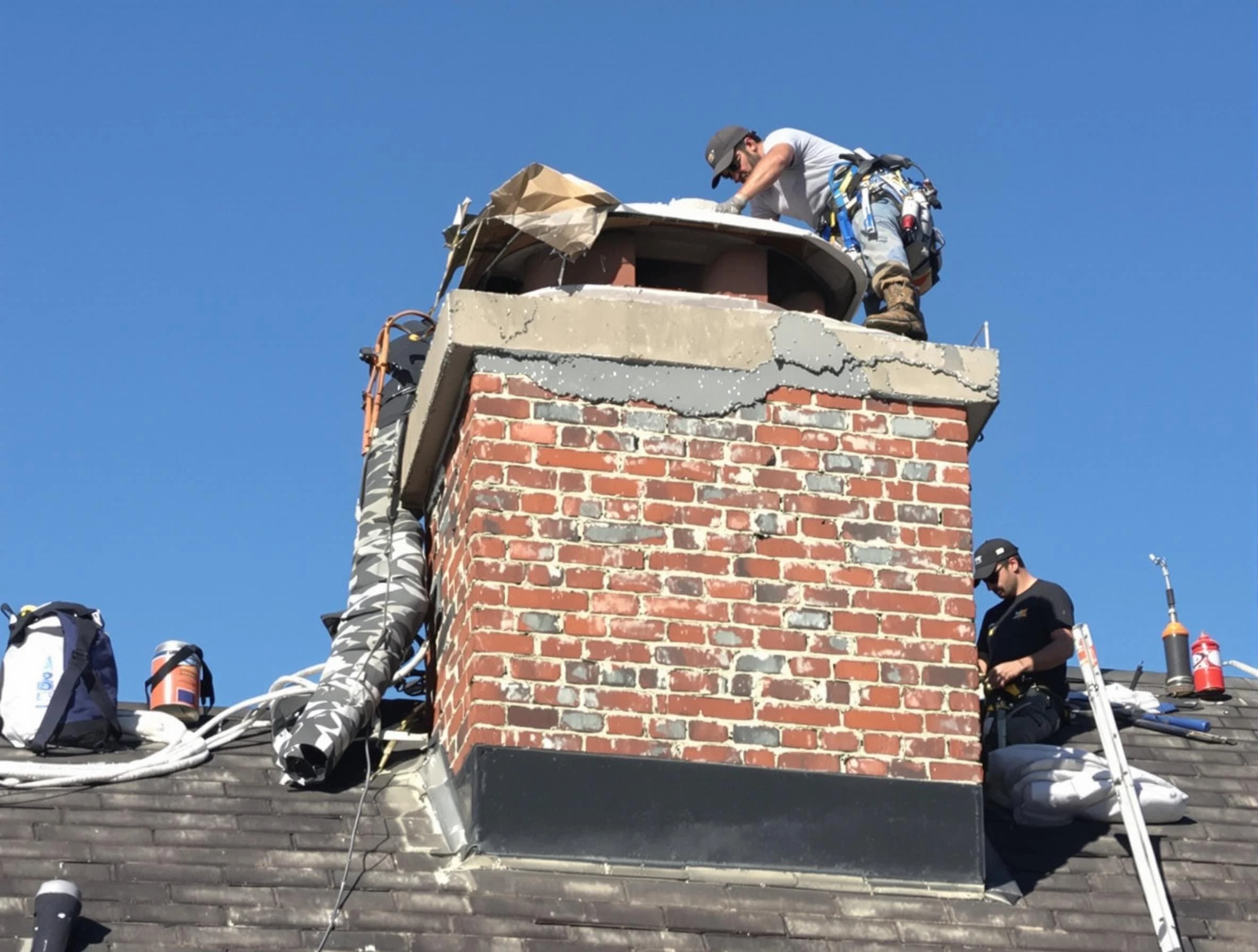 Morgan Chimney Sweep installing a custom chimney crown in Morgan, UT