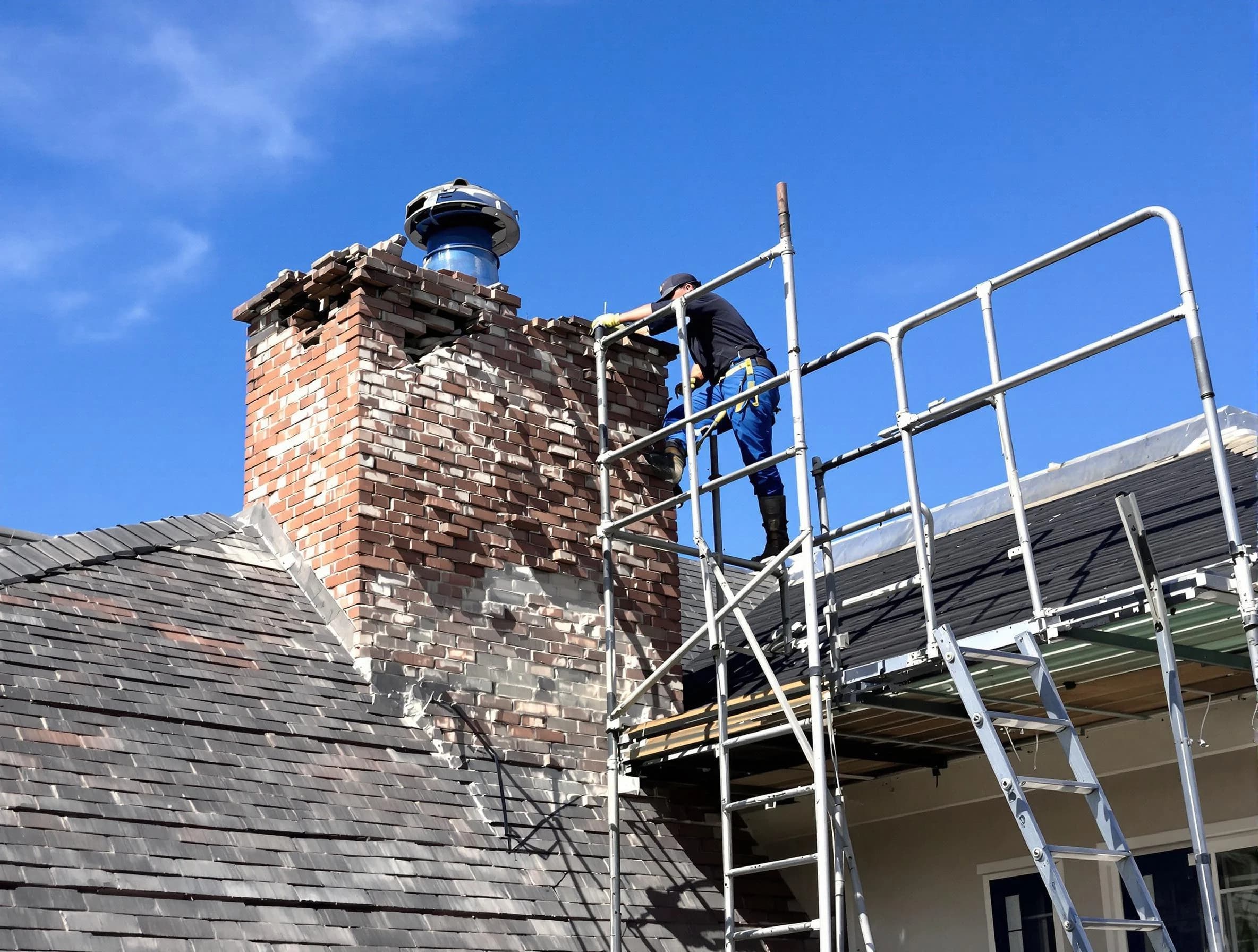 Rebuilding a chimney structure by Morgan Chimney Sweep in Morgan, UT