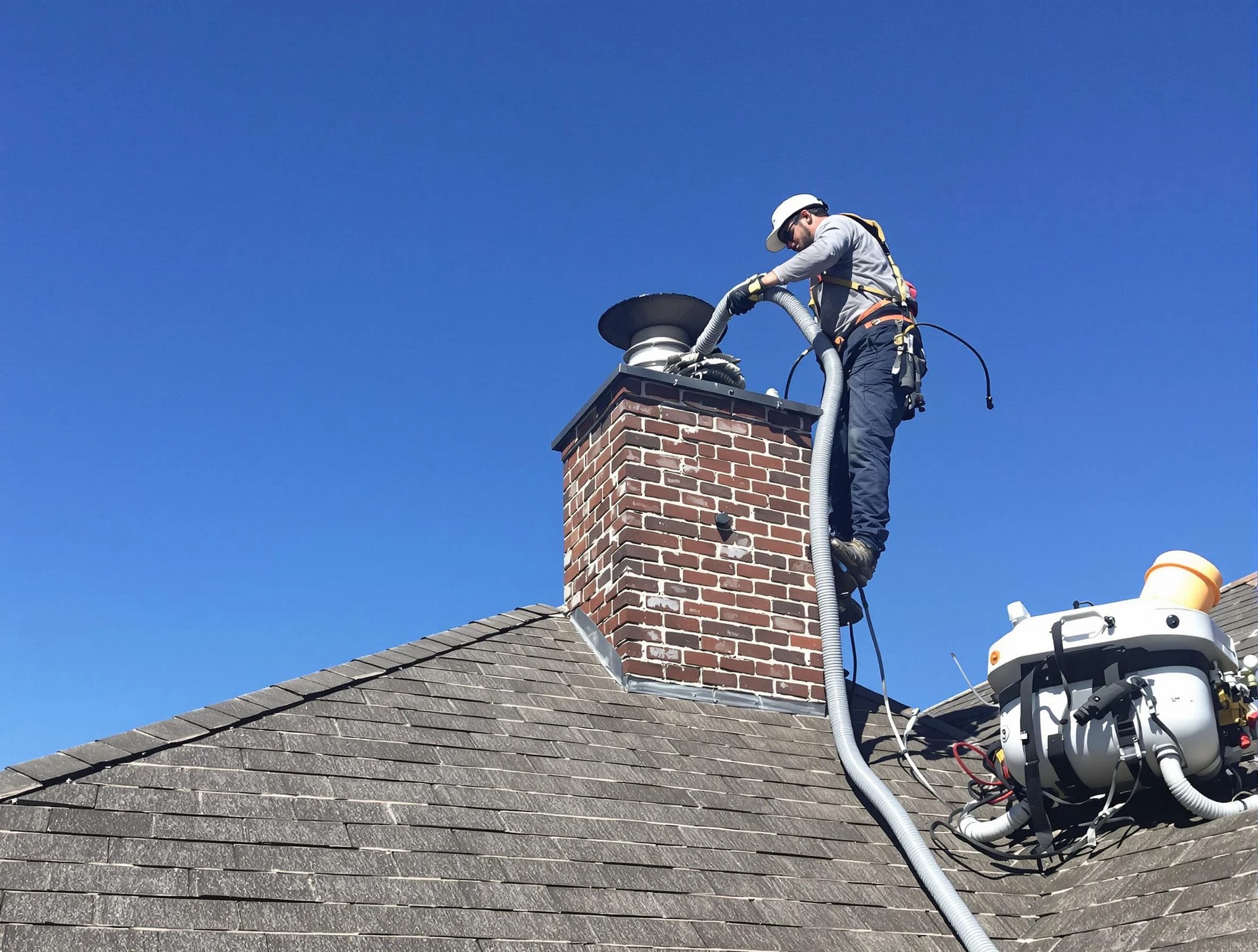 Dedicated Morgan Chimney Sweep team member cleaning a chimney in Morgan, UT