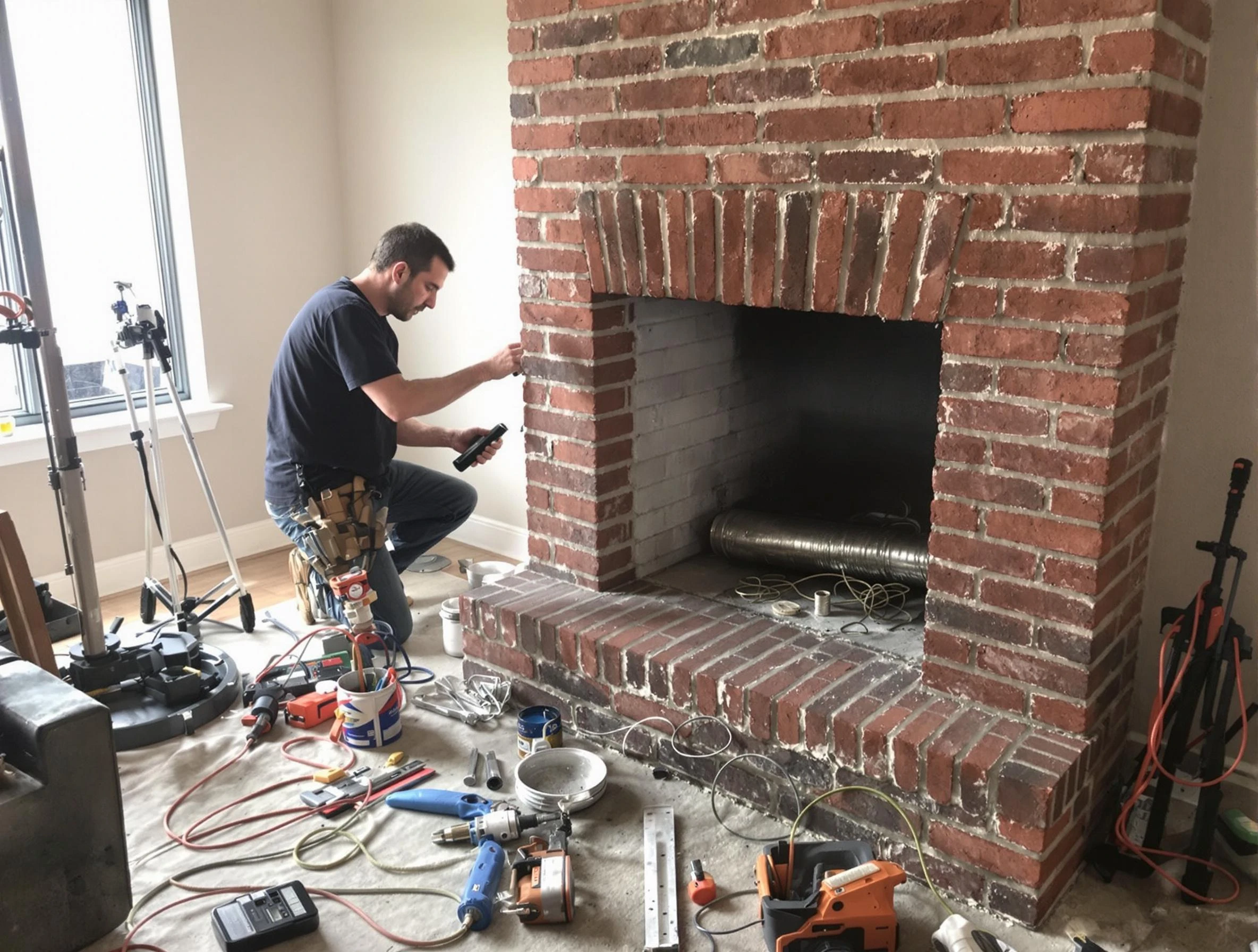 Morgan Chimney Sweep specialist finalizing chimney liner service in Morgan, UT