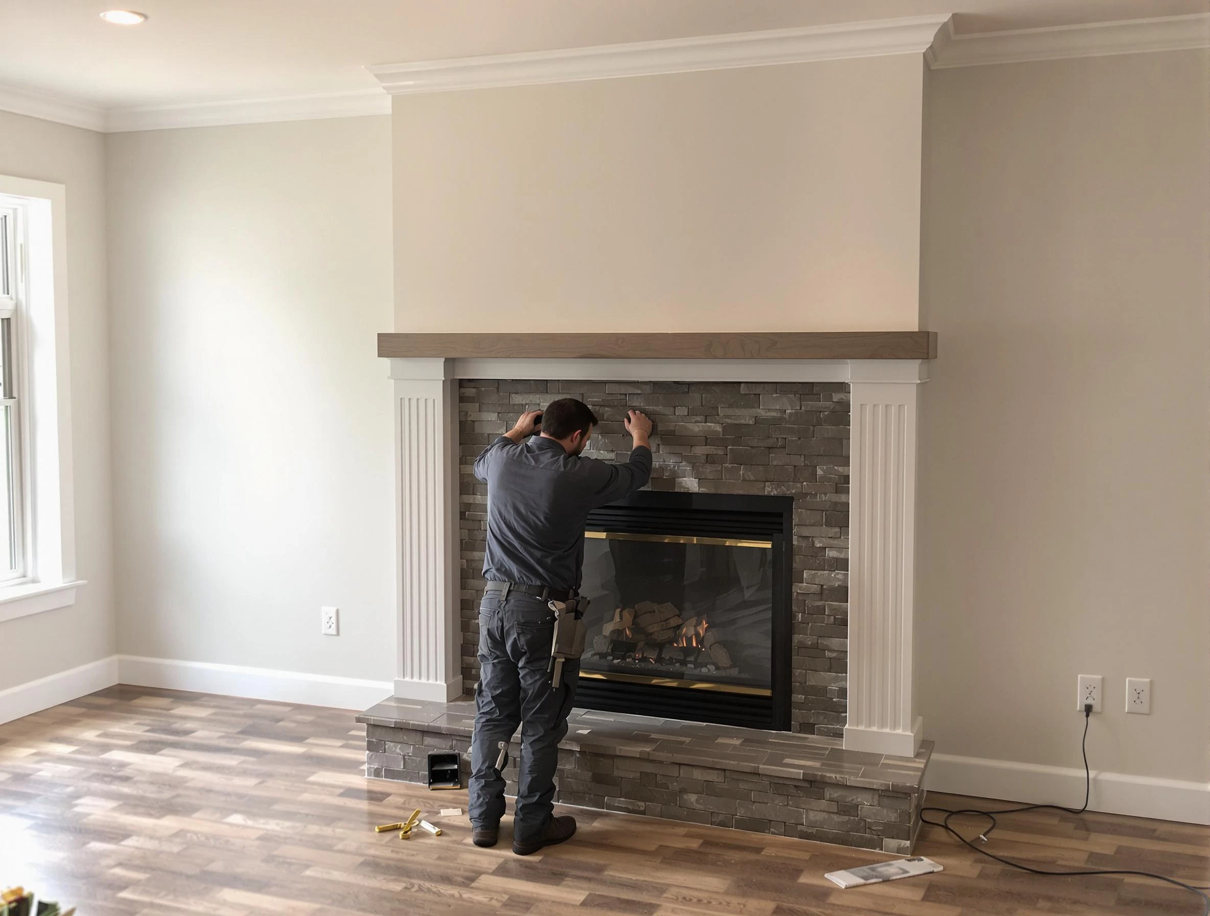 Morgan Chimney Sweep finishing a custom fireplace install in Morgan, UT